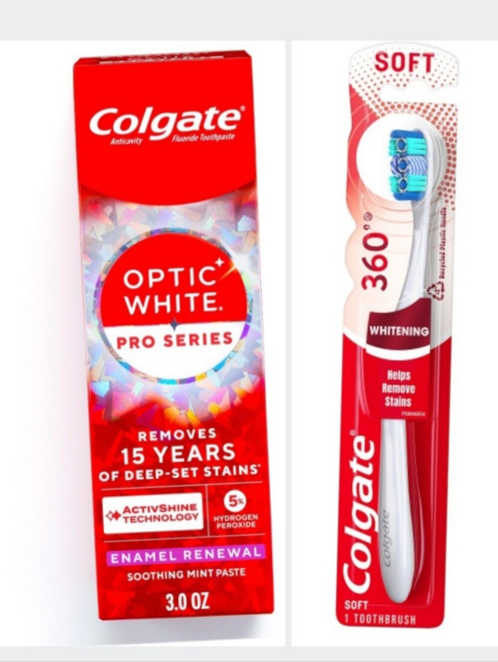 New Colgate Optic White Pro Series Enamel Renewal Paste 3.0 oz & New Colgate 360